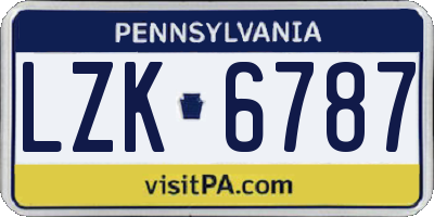 PA license plate LZK6787