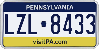 PA license plate LZL8433