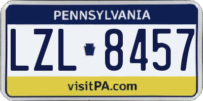 PA license plate LZL8457