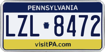 PA license plate LZL8472