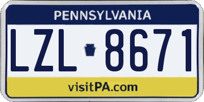 PA license plate LZL8671