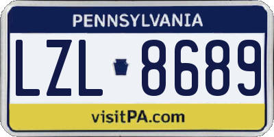 PA license plate LZL8689