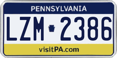 PA license plate LZM2386