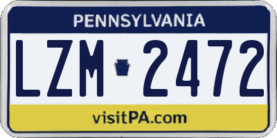 PA license plate LZM2472