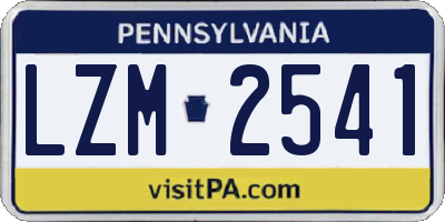 PA license plate LZM2541
