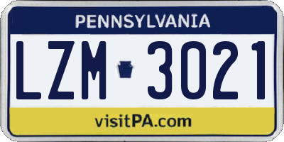 PA license plate LZM3021