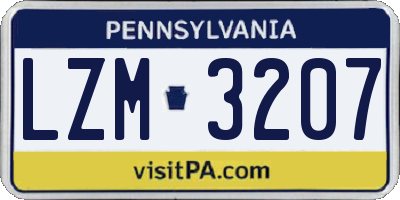 PA license plate LZM3207