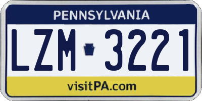 PA license plate LZM3221