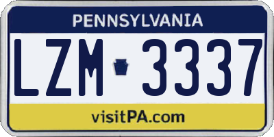 PA license plate LZM3337