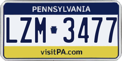 PA license plate LZM3477