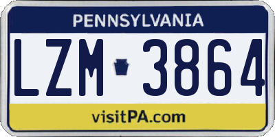PA license plate LZM3864