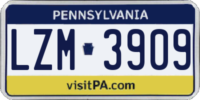 PA license plate LZM3909