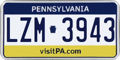 PA license plate LZM3943
