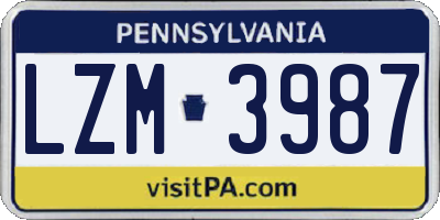 PA license plate LZM3987