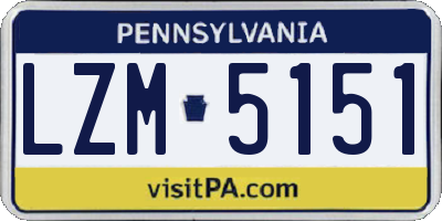 PA license plate LZM5151