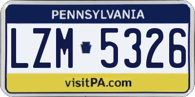 PA license plate LZM5326