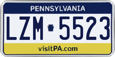 PA license plate LZM5523