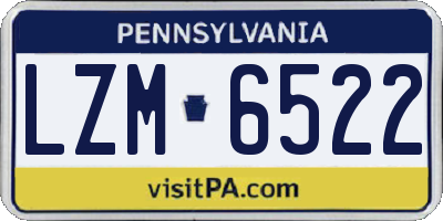 PA license plate LZM6522
