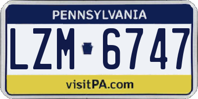 PA license plate LZM6747