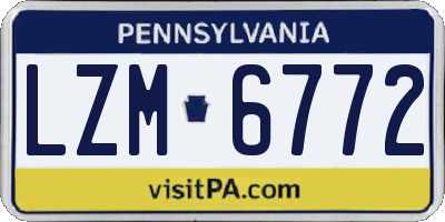 PA license plate LZM6772