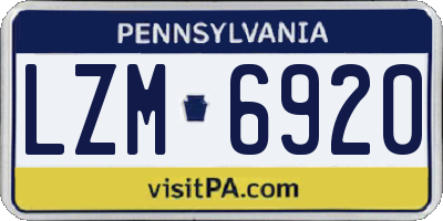 PA license plate LZM6920