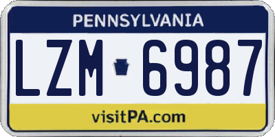 PA license plate LZM6987