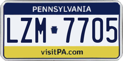 PA license plate LZM7705