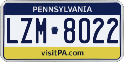 PA license plate LZM8022
