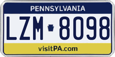 PA license plate LZM8098