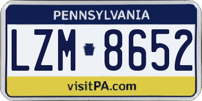 PA license plate LZM8652