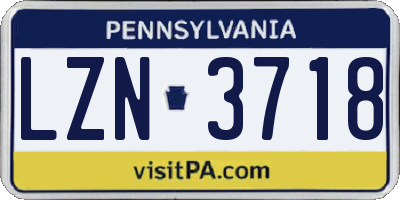 PA license plate LZN3718