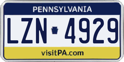 PA license plate LZN4929