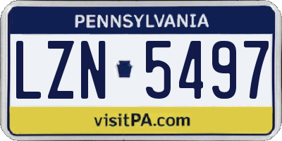PA license plate LZN5497
