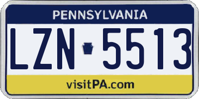 PA license plate LZN5513
