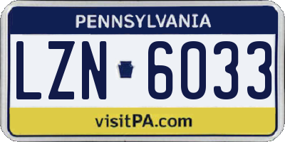 PA license plate LZN6033