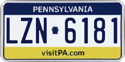 PA license plate LZN6181