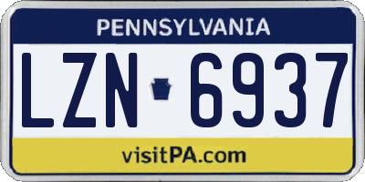 PA license plate LZN6937