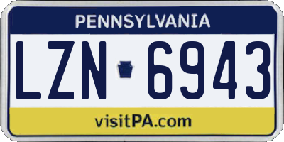 PA license plate LZN6943
