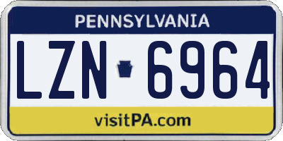 PA license plate LZN6964