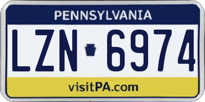 PA license plate LZN6974