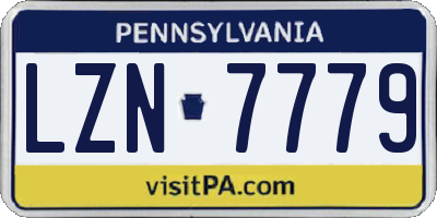 PA license plate LZN7779
