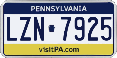 PA license plate LZN7925