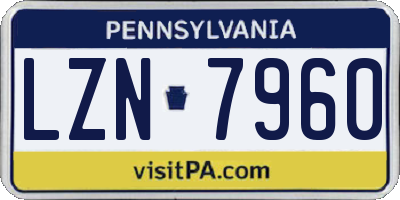 PA license plate LZN7960