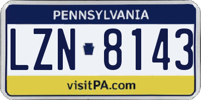 PA license plate LZN8143