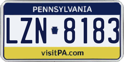 PA license plate LZN8183