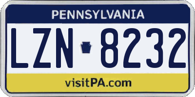 PA license plate LZN8232