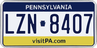 PA license plate LZN8407