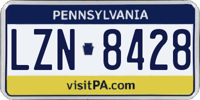 PA license plate LZN8428