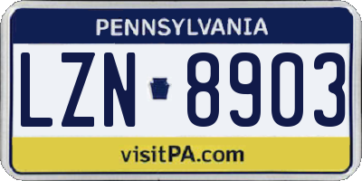 PA license plate LZN8903