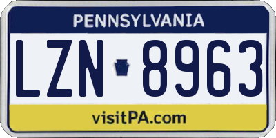 PA license plate LZN8963